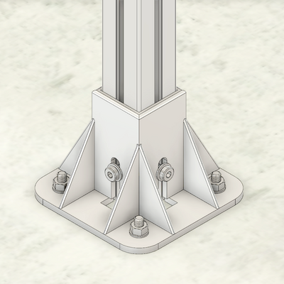 33-4545-1 MODULAR SOLUTIONS FOOT 45MM X 45MM (4) SIDED FOOT W/11MM FLOOR ANCHOR HOLES